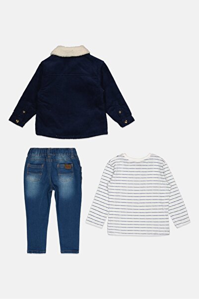 BENCH Toddlers Boy 3 Pieces Brand Logo Tops And Bottom Set, Navy