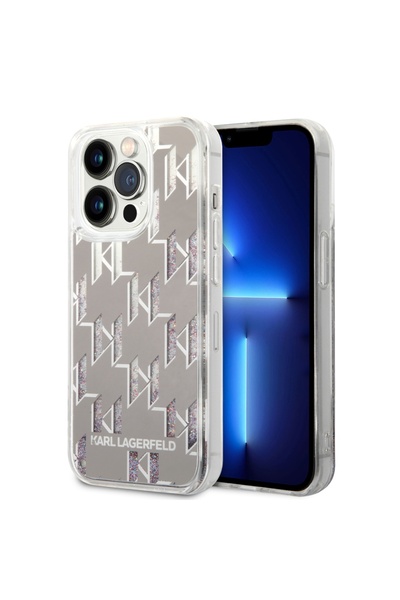 Karl Lagerfeld Carcasă pentru iPhone 14 Pro, cu sclipici lichid, rigidă - Mon...