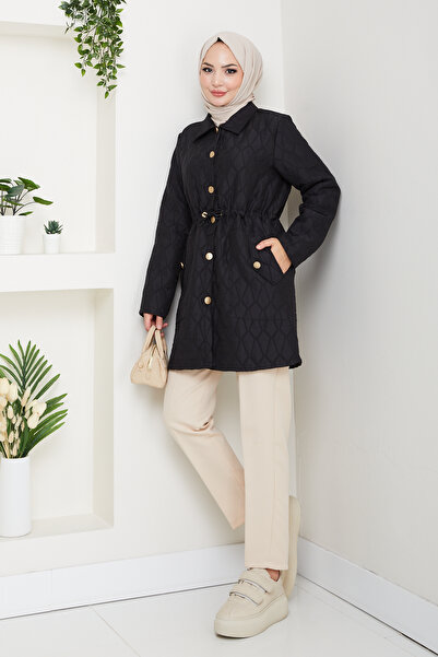 Pamuk Butik Women's Plus Size Jacket Coat with Tunnel Waist