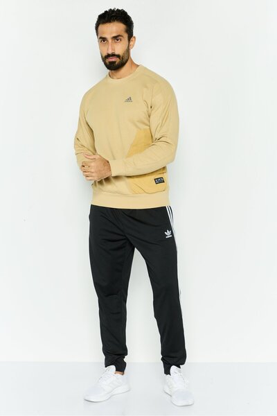 adidas Men Sportswear Fit Long Sleeve Sweatshirt, Tan