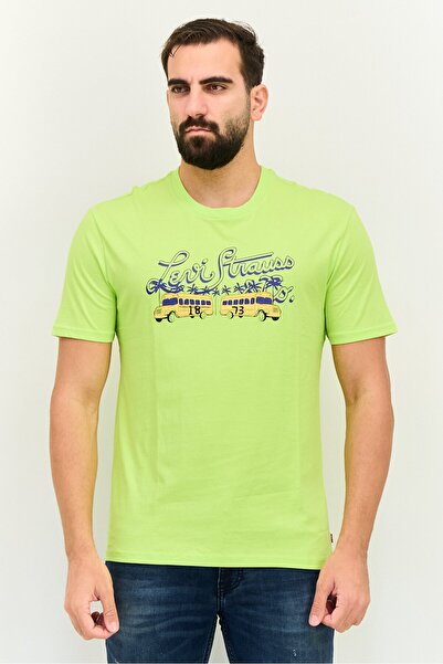 Levi's Men Crew Neck Short Sleeve Graphic Print T-Shirt, Lime Green