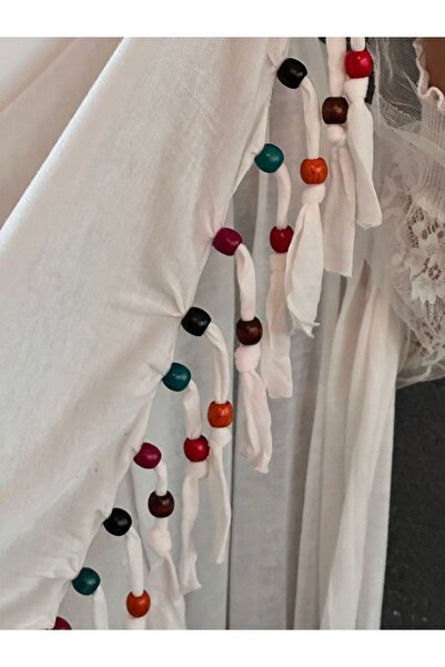 Gönülden Tasarım Combed Cotton Beaded Design Women's Shawl Scarf 160X40 cm