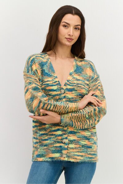 NIA Women V Neck Knitted Cardigans, Green