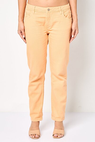Reiko Women Regular Fit Solid Straight Leg Pants, Light Orange