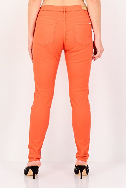Reiko Women Skinny Fit Solid Straight Leg Pants, Orange