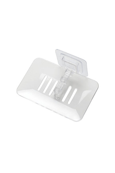 Choice حامل صابون شفاف أبيض قطعة واحدة بدون معجون مثبت على الحائط مناسب للمرح...