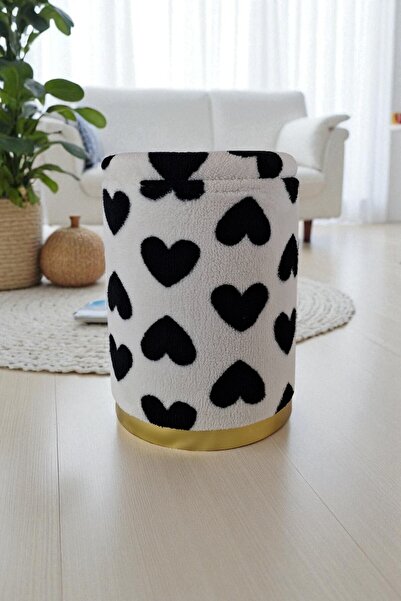 Arte Cotone Kalpli Kadife Kumaş Dekoratif Silindir Koltuk Sandıklı Puf 32 X 43