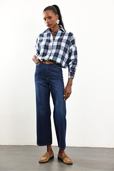 5in1Canpolat Μπλε καρό πουκάμισο