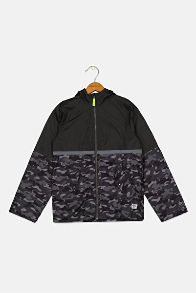 Oshkosh B’Gosh Kids Boy Camouflage Print Hooded Jacket, Grey Combo
