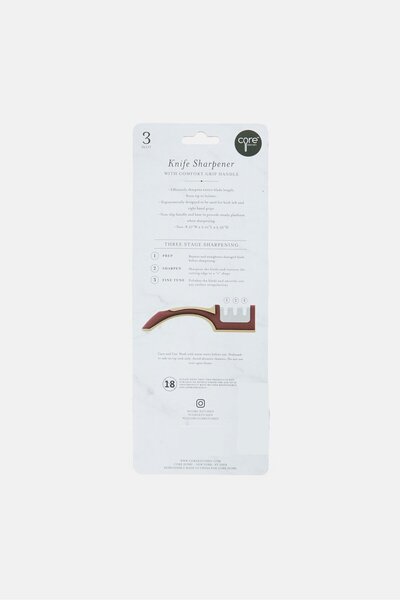 Core Kitchen 3 Slot Knife Sharpener With Comfort Grip Handle, Red