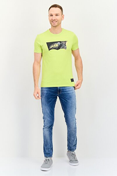 Levi's Men Crew Neck Short Sleeves Brand Logo T-Shirt, Lime Green