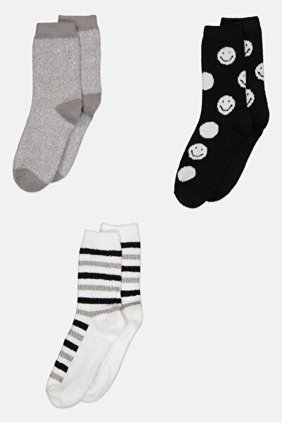 Steve Madden Women 3 Pairs Textured Plush Socks, Multicolor