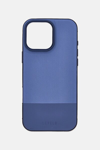 Levelo جراب حماية جلدي ثنائي اللون لهاتف iPhone 16 Pro Max، أزرق