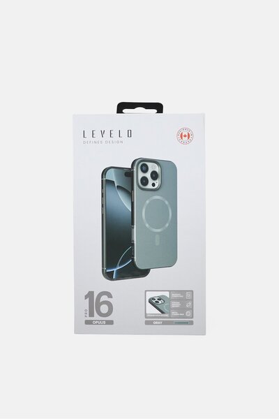 Levelo iPhone 16 Pro Opulis Protective Case, Grey