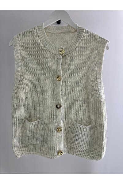 RECEP AYDIN Gold Buttoned Knitwear Vest