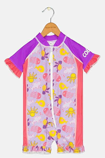 Coega Sunwear Toddlers Girl Allover Print Short Sleeve One Piece Swimwear, Mu...
