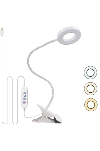 Choice مصباح قراءة LED أبيض مع مشبك، مصباح مكتبي بثلاثة ألوان و10 سطوع، مصباح...