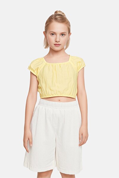 GAP Kids Girl Square Neck Short Sleeve Plain Top, Yellow