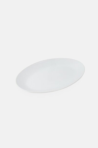 BIA Cordon Bleu Ribbed Stoneware Oval Serving Tray, White