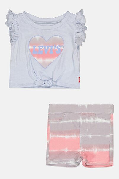Levi's Toddlers Girl 2 Pcs Brand Logo Top And Shorts Set, Multicolor