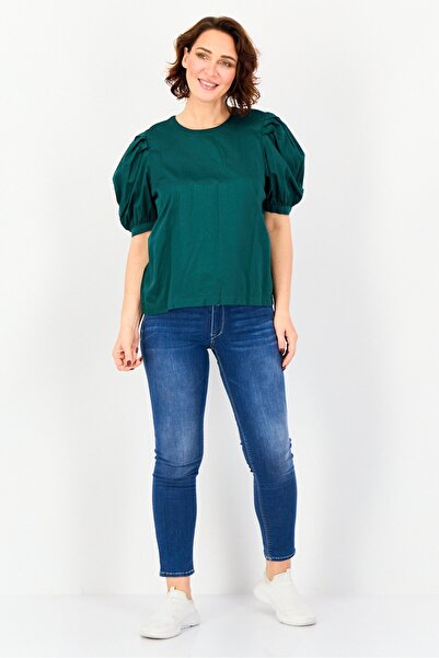 Levi's Women Round Neck Short Sleeve Plain Top, Green