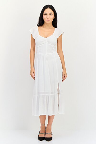 Brave Soul Women Ruched Maxi Dress, White