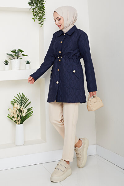 Pamuk Butik Γυναικείο παλτό μεγάλου μεγέθους με τούνελ στη μέση