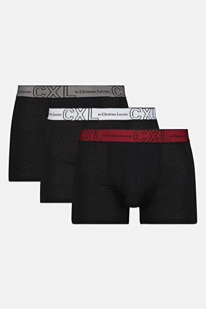 CXL by Christian Lacroix Men 3 Pcs Brand Logo Pull On Boxer, Black