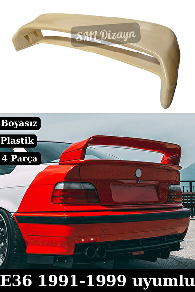 SML Dizayn Bmw E36 Spoiler Çift Kat Spoyler Boyasız Plastik 1991-1999