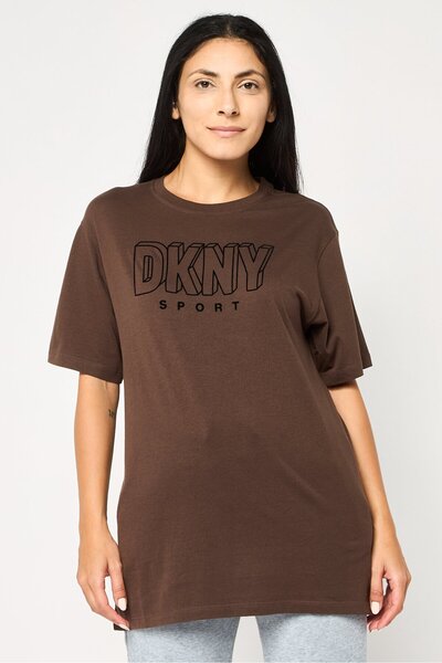 DKNY Sport Women Sportswear Fit Short Sleeve Outdoor T-Shirt, Brown