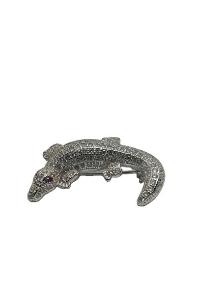 Crocodileskids 925 Ασημένια καρφίτσα σαύρα με ζιργκόν