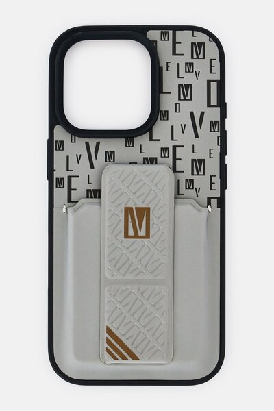 Levelo جراب مورفيكس جريب ستاند مع حامل بطاقات لهاتف آيفون 16 برو، رمادي