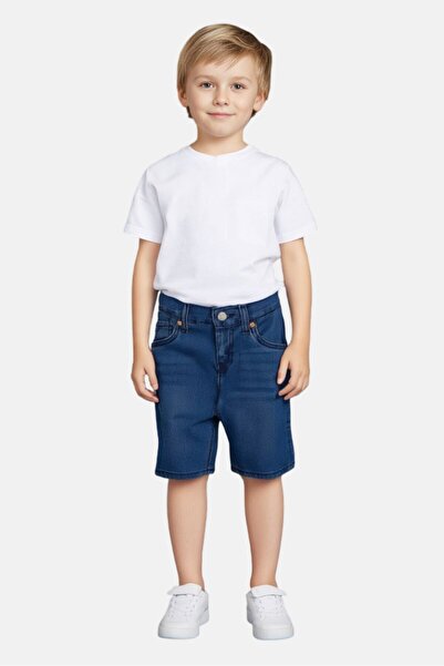 Levi's شورت جينز مغسول للأولاد الصغار، أزرق