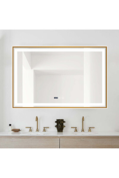 Smack Oglindă LED tactilă, 100 x 65 cm, cu funcție de dezaburire și ceas, ram...