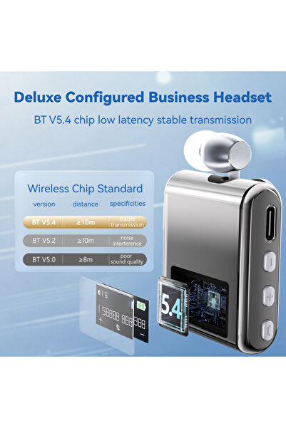 Zen Store Black Bluetooth V 5.4 Wireless Business Earbuds with Adjustable Clip