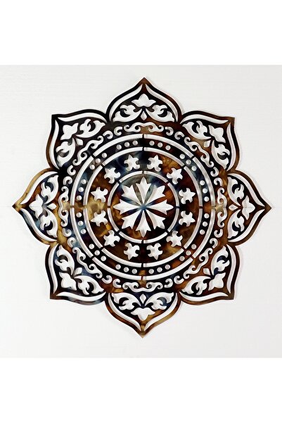 Kat Time Metal wall decor, 75 cm, mandala with floral and geometric shapes, e...