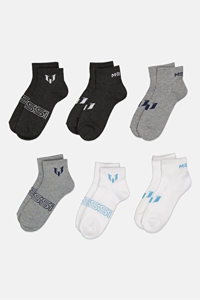 MESSİ Men 6 Pairs Brand Logo Cushioned Crews Socks, Multicolor