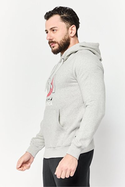 Nautica Men Heather Long Sleeves Hoodie Sweatshirt, Grey