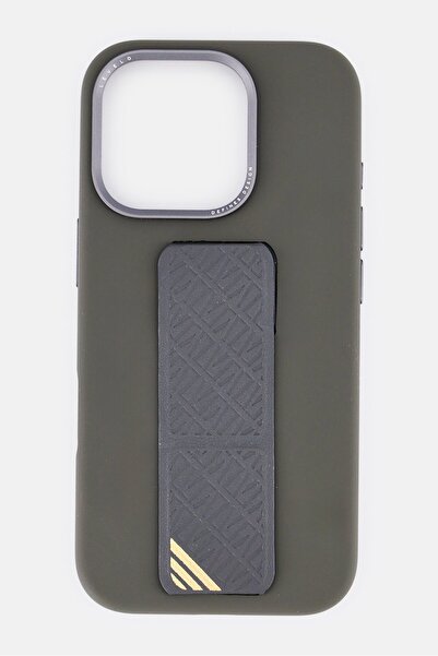 Levelo جراب مورفيكس سيليكون مع قبضة جلدية لهاتف iPhone 16 Pro، رمادي