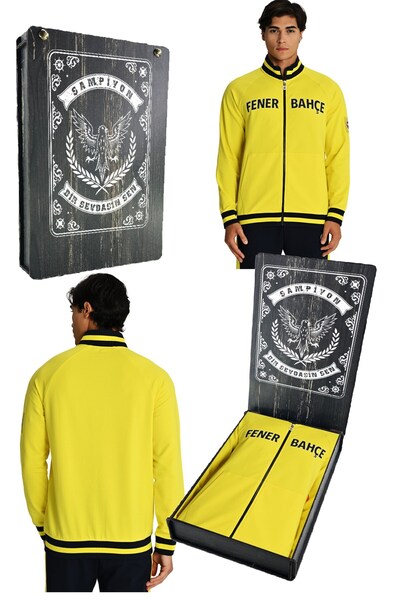 Fenerbahçe Sarı Tribün Lazer Kutulu Arma Detay Erkek Sweatshirt
