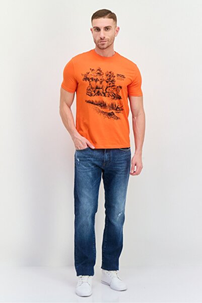 Levi's Men Crew Neck Short Sleeve Graphic T-Shirt, Orange