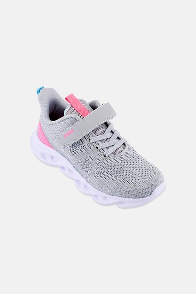 RBX Kids Girl Velcro Closure Running Shoes, Light Grey