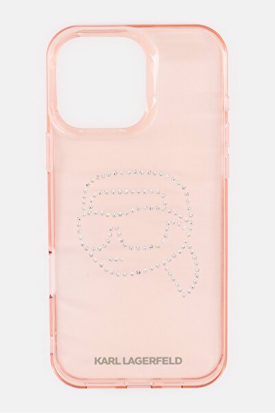 Karl Lagerfeld iPhone 16 Pro Max Metallic Logo Protective Case, Pink