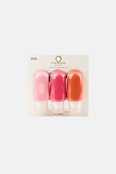 ISAAC MIZRAHI 3 Pack Silicone Travel Bottle Set, Multicolor