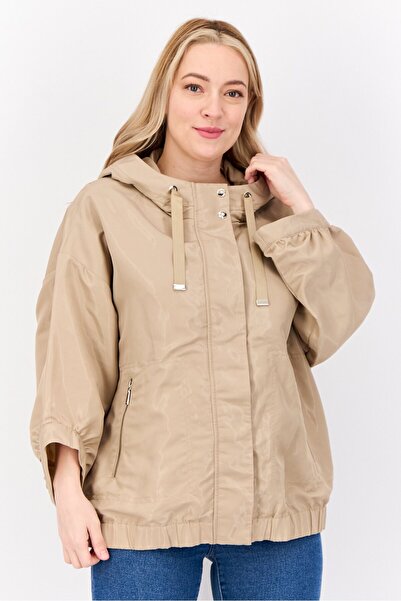 Geox Women Brand Logo Parka jacket, Beige