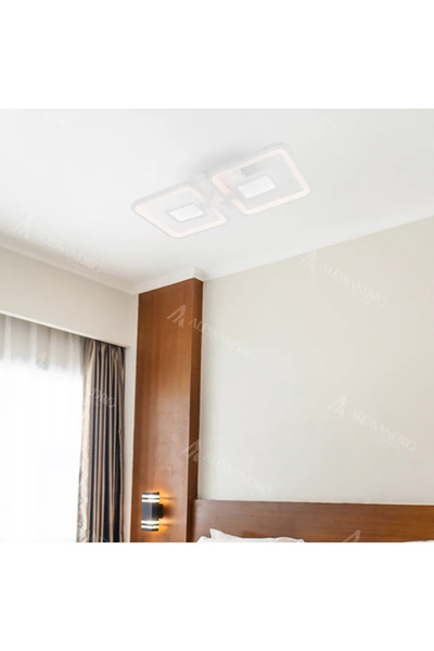 Alessandro DESIGN Candelabru LED cu telecomandă FELIX 57W, 2 pătrate, lumină ...