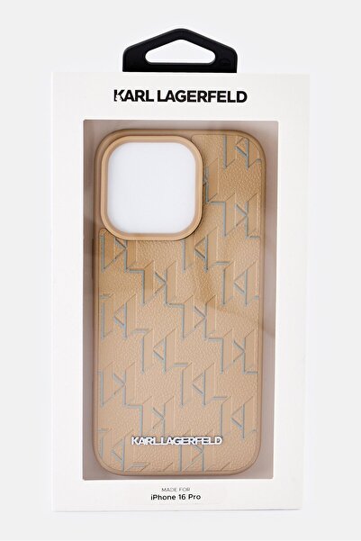 Karl Lagerfeld iPhone 16 Pro Metal Logo Protective Case, Tan