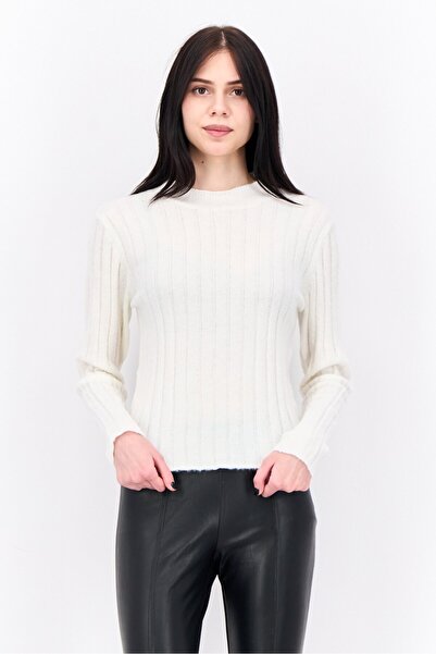 Sadie & Sage Women Mock Neck Knitted Sweater, Cream