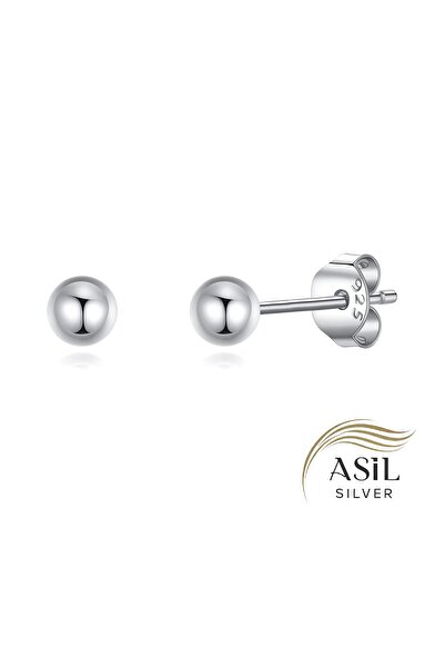 ASİL SİLVER ONLİNE 2 mm 925 Ayar Gümüş Top Küre Küpe (1 çift)