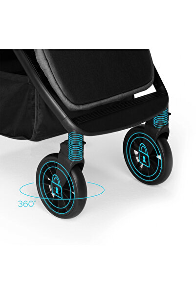 Kidnort Baby stroller, Fjallrav Blue, with compact folding, full suspension, backrest and